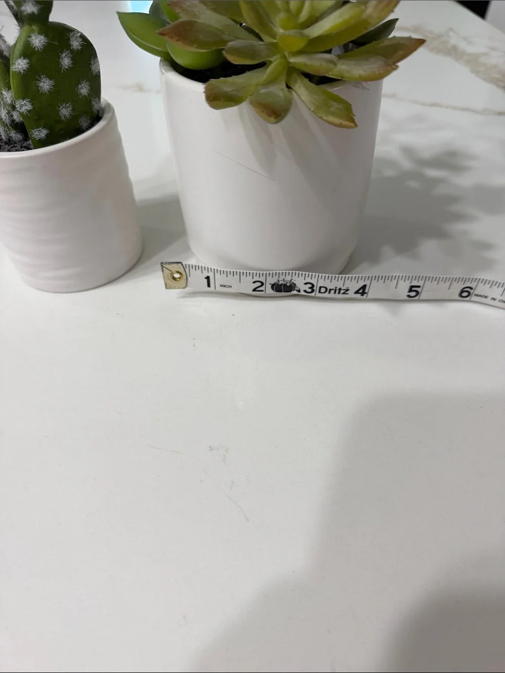 White Ceramic Succulent Planter Duo - Green Faux Succulents & Catcus